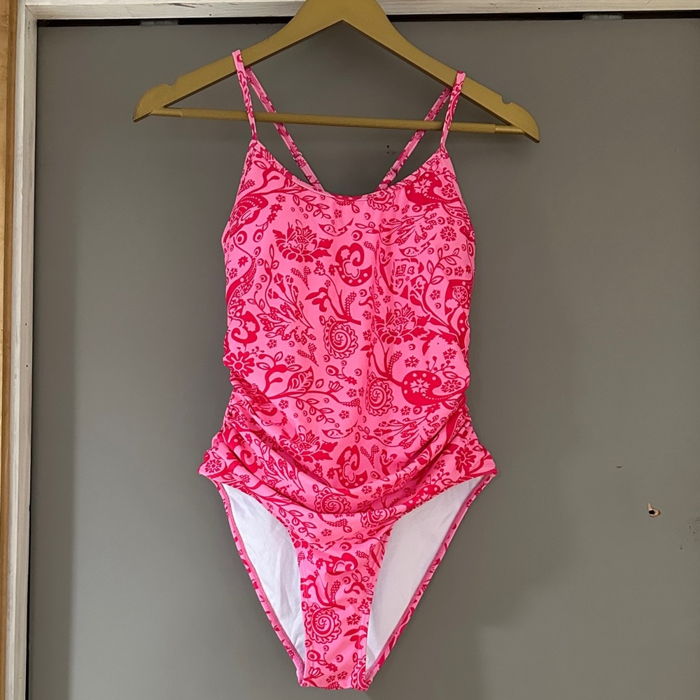 NWT Women’s Pink Floral One Piece Swimsuit – Feminine Print Bathing Suit - Picture 5 of 6